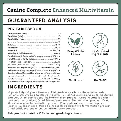 Wholistic Pet Organics Canine Complete - Dog Multivitamin Powder - 1 Lb - Daily Dog Vitamins and Supplements for Homemade Food - Immune System, Skin, Coat & Overall Health - Small and Large Breed
