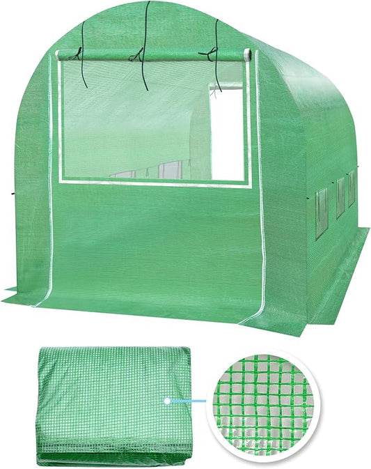 YardGrow Greenhouse Replacement Cover Larger Walk in Outdoor Plant Gardening Greenhouse, 2-Doors with 2 Mesh Windows, Frame Does NOT Included (10'x7'x7')