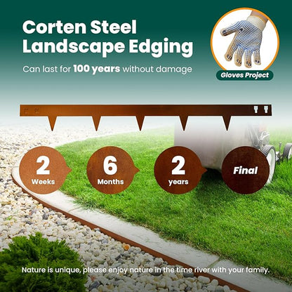 Corten Steel Edging 5 Inch 10 Packs Steel Landscape Edging 40 Inch Strips Hammer in Landscape Edging Metal Garden Edging Landscaping for Yard Lawn Outdoor Flower Plant by GZGNEEVL