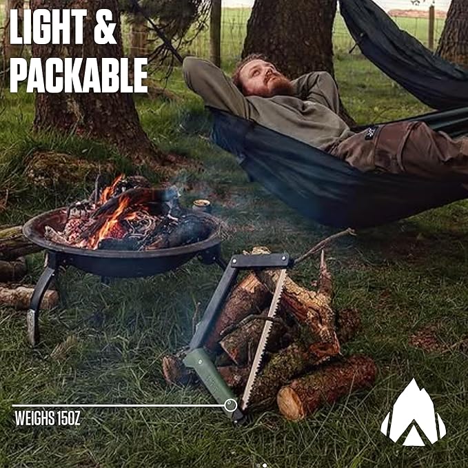 AGAWA - BOREAL15 Tripper Kit - Includes 15" Folding Saw, Nylon Carrying Case, 15" All-Purpose & 15" Aggressive Blade - For Camping, Hiking & Survival Gear (Black Frame/Green Handle)