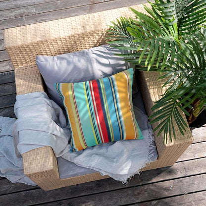 Pyonic Set of 2 Outdoor Pillow Covers Waterproof Throw Pillow Covers Decorative Square Patio Pillows for Patio Tent Garden Beach,18x18 Inches,Color Stripe(Blue)