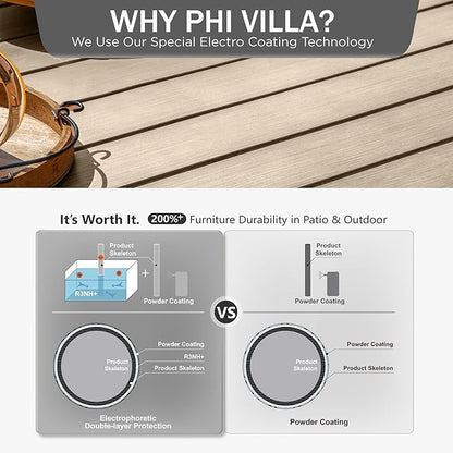 PHI VILLA 9-Piece Outdoor Dining Set, Retangualr Metal Table (60") with Umbrella Hole and 8 Stackable Dining Chairs – Perfect for Patio, Garden, Deck, Porch, and Yard, 9PCS Outdoor Dining Set Style 1