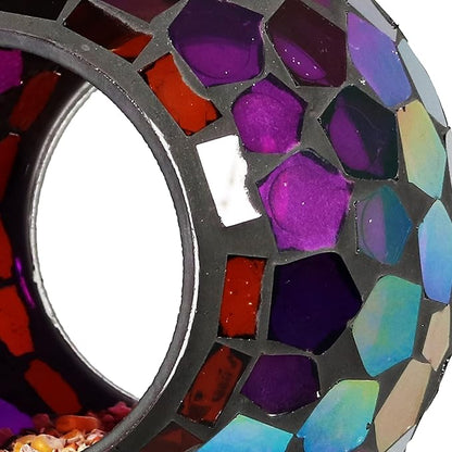 Sunnydaze 6-Inch Glass Mosaic Hanging Bird Feeder for Outdoors - Fly-Through Wild Bird Feeder - Iridescent Purple Mosaic
