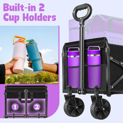 Collapsible Foldable Wagon Cart,360Lbs Collapsible Wagon Cart with Wheels Portable,Outdoor Utility Carts for Groceries, Camping, Sports, Garden, Shopping