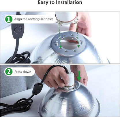 Simple Deluxe Clamp Lamp Light 10.5 Inch Adjustable Aluminum Reflector, Suit for E26 Socket Max 250 Watt Lamp (No Bulb Included), 6 Feet 18/2 SPT-2 Cord, with Bulb Guard, 2 Pack