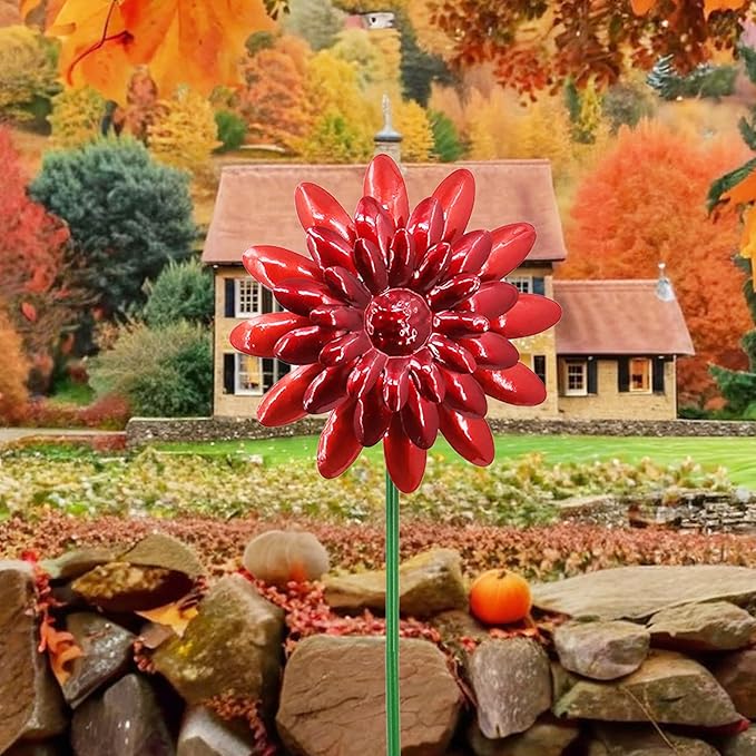 5 Pack Fall Metal Yard Stakes Decor, Autumn Yard Stakes Wind Spinners Outdoor Clearance, Fall Garden Stake Decorative, Wind Spinner Stake Outside Garden Lawn Ornaments, Harvest Festival Gift