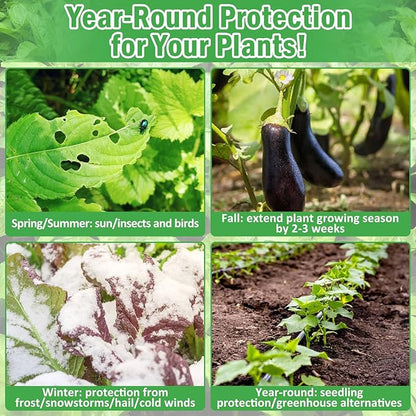 10×33 ft Plant Covers Freeze Protection- 1.4 oz/yd² Frost Cloths Blankets for Outdoor Plants, Reusable Floating Row Cover Plant Freeze Protection for Winter Garden Vegetables Raised Bed, Green
