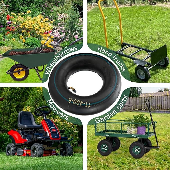 11x4.00-5 Inner Tube 11x4.50-5 11x6.00-5 Heavy Duty Replacement Tire Tubes with Bent Valve Stem for Wheelbarrows, Mowers, Hand Trucks - 2 Pack