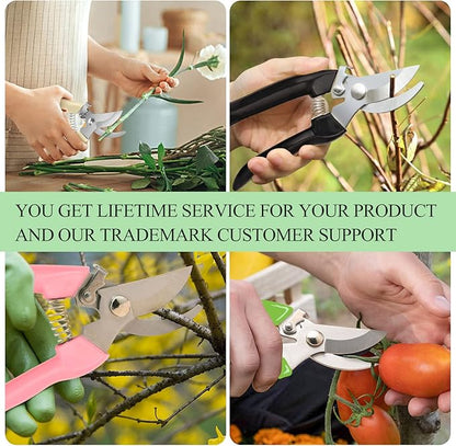 Premium garden shears, meperez pruning scissors gardening tools, pruners for flower, bushes, rose and fruit tree, use for florist, yard and orchard the plant clippers, sharp steel anvil snips