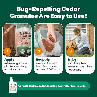 Cedarcide Lawn, Home & Garden Cedar Granules | Repels Fleas, Ticks, Ants & Mosquitoes | Smells Great, Easy to Use | Family & Pet Safe | 1 Bag (8 Lbs)