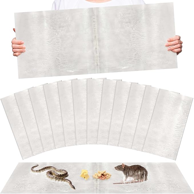 12 Pack Large Super Sticky Glue Traps for Mice and Rats, Rat Mouse Sticky Traps Glue Board for Garage Garden Basement Kitchen Home Outdoor Indoor Restaurant Office (26" x 11")