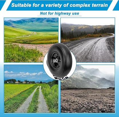 Cenipar 4.80/4.00-8" Flat Free Tire and Wheel 14.5" Solid Flat-Free Replacement Tire with 5/8" or 3/4" Axle Borehole,3-7" Adjustable Centered Hub for Wheelbarrow Hand Truck Garden Trailer and Trolley