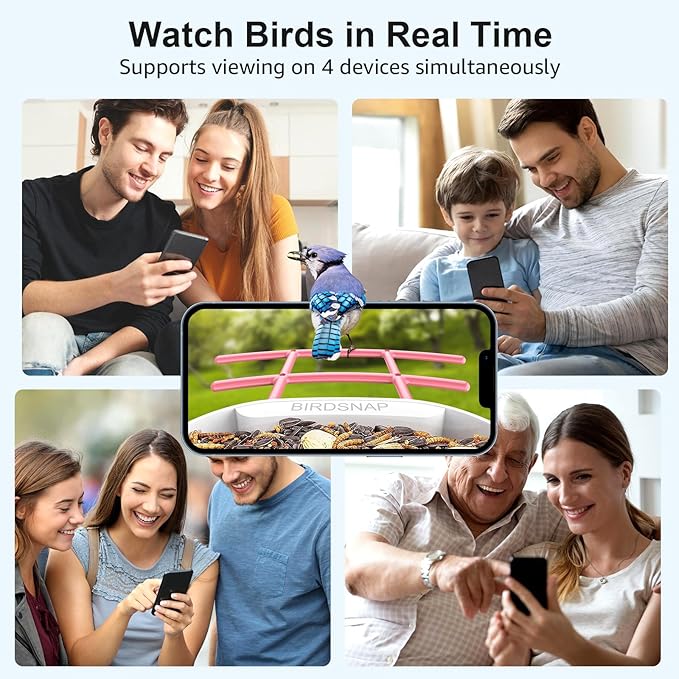 birdsnap® PAV- Smart Bird Feeder with Camera Solar Powered, 64GB Card & 2K HD Record Video Bird Camera Live with 5 DIY Add-ons, AI Identify Auto Capture, Ideal Gift for Birds Lover