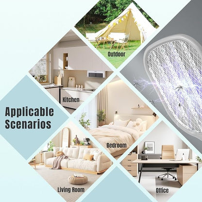 Lulant Electric Fly Swatter Rechargeable, Electric Bug Zapper Racket with Light, Mosquito Swatter, 3000V Detachable Dual Modes Fly Zapper, Mosquito Killer for Indoor Outdoor (2Pack)