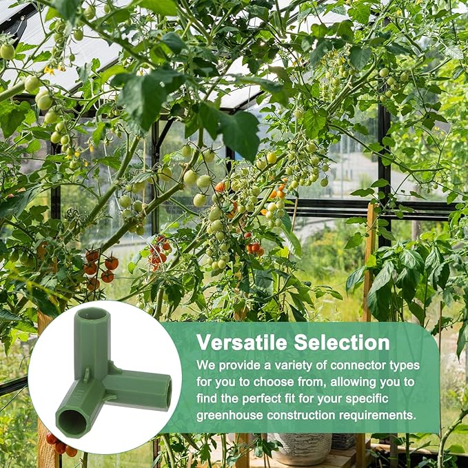 12 Pcs 11mm Greenhouse Frame Building Connectors, 3 Way Right Angle Pipe Fitting for Grape Trellis/Sunscreen Shed/Gardening Plant Stakes, Greenhouse Accessories [Green]