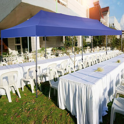 COBIZI 10x30 Pop up Canopy Tent 10x30 Canopy with Sidewall Waterproof Heavy Duty Commercial for Parties Outdoor Garden Gazebo Tent, Carry Bag with Wheel(10x30ft with Sidewalls,Dark Blue)