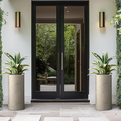 Kante 23.6 Inch Tall Cylindrical Planter, Large Round Plant Pots with Drainage Hole, Made with Concrete, Suitable for Indoor Outdoor Plants, Home Decor, Weathered Concrete