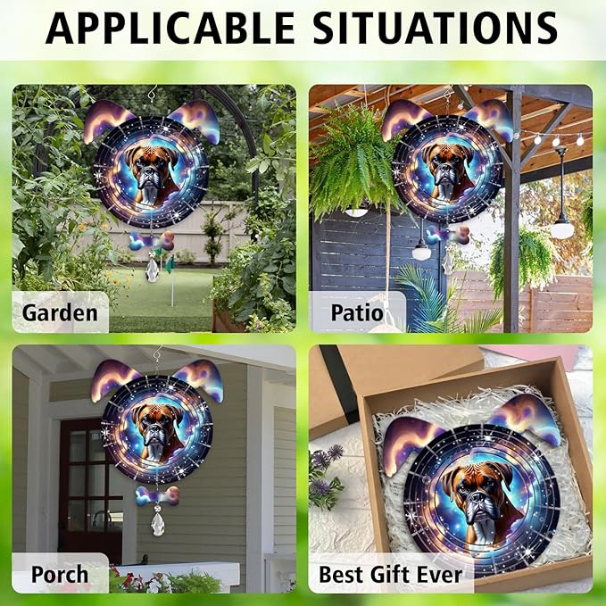 Boxer Dog Ears Wind Spinner, Boxer Wind Spinner Hanging for Yard and Garden