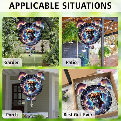 Boxer Dog Ears Wind Spinner, Boxer Wind Spinner Hanging for Yard and Garden
