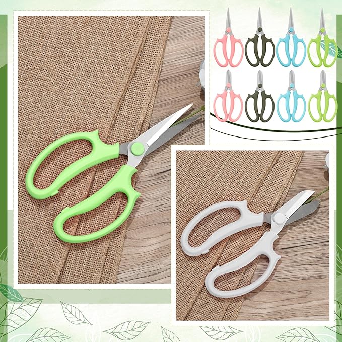 12 Pcs Gardening Tools Flower Scissors Flower Bar Supplies Pastel Rainbow Color Pruning Scissors Floral Shears Stainless Steel Garden Clippers Cutters for Branches Leaves, Gift for Women(Cute Color)