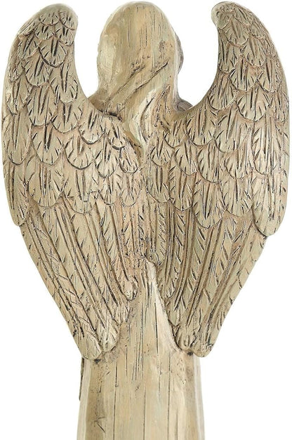 DUSVALLY Angel Statue, Memory Guardian Garden Decor, 10" H Waterproof Outdoor Angel Figurine Sculpture for Lawn & Yard (Praying, Holding The Bird)