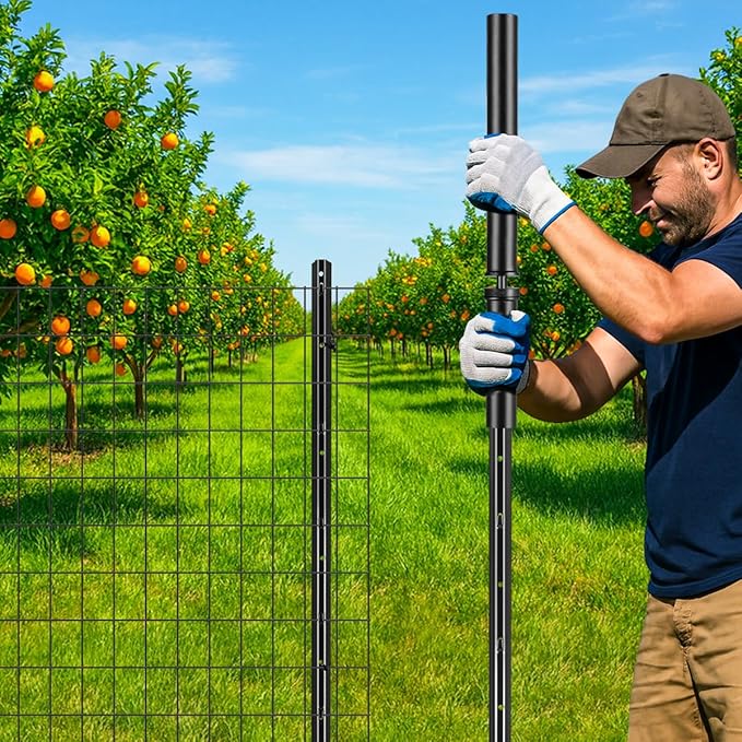T Post Driver - Fence Post Driver Heavy Duty, Black Post Pounder for 1.2" Metal U Posts, T Posts, Garden Fence