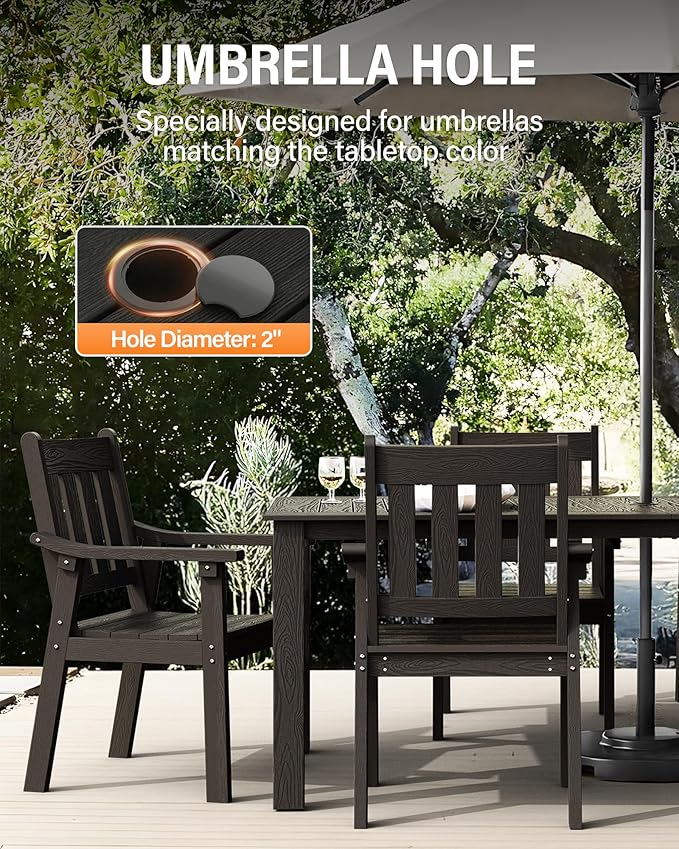 YEFU Outdoor Patio Dining Sets: Outdoor Furniture 12 Piece Dining Table Set for 10 with Umbrella Hole & Aluminum Frame - All Weather Patio 2 Table and 10 Chairs for Outside Backyard/Porch/Deck Black