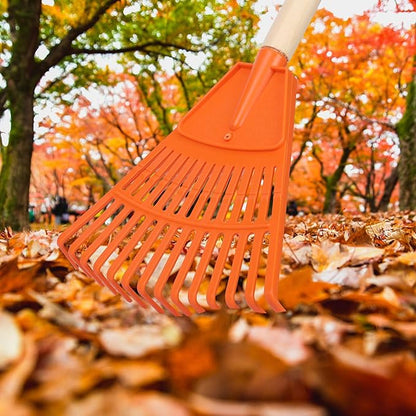 Therwen 12 Pcs Kids Rakes for Leaves 31'' Child Size Plastic Lawn Rakes, Garden Rakes with Plastic Rake Head and Wooden Handle, Kids Gardening Tools for Camping Debris Flower Beds, Boys Girls Gifts