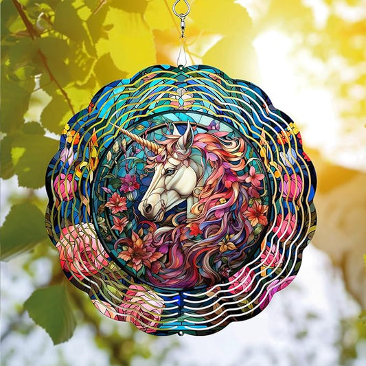 Unicorn Wind Spinner, Unicorn Wind Spinner Hanging for Yard and Garden, Unique Gift Wind Spinner, 3D Hanging Wind Spinner Outdoor