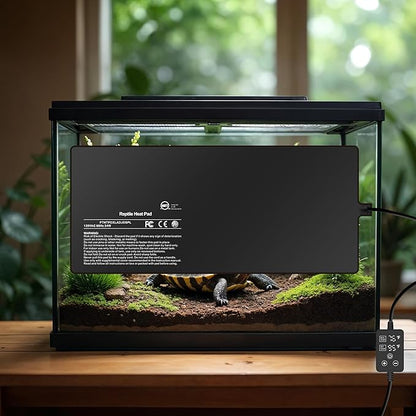 Simple Deluxe 8X18 Inch 24W Reptile Heating Pad with Adjustable Thermostat Under Tank Terrarium Heating Mat for Turtles, Lizards, Frogs, and Other Reptiles