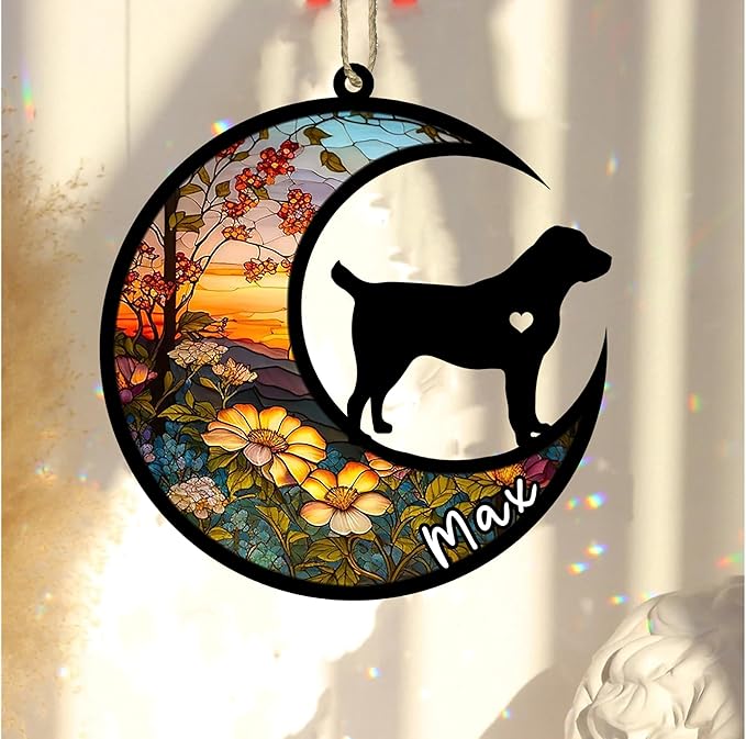 Personalized Dog Memorial, Custom Name Central Asian Shepherd Dog Christmas Ornament with Name, Custom Breeds, Pet Loss Light Catcher, Gifts for Lovers Loss of Pet Sympathy on Mothers Day Christmas