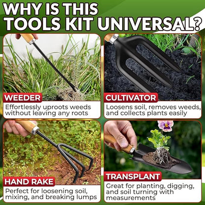 10 Pcs Garden Tool Set for Women – Ergonomic Lightweight Gardening Hand Tools with Convenient Little Bag, Sturdy Metal Garden Tools Set, Easy Handling for Outdoor Plant Care, Gardening Kit for Women