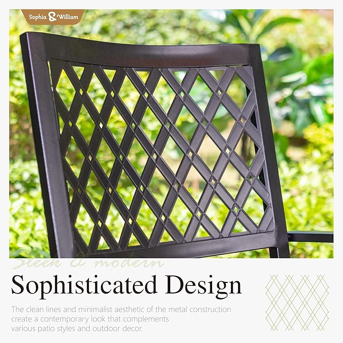 Sophia & William Patio Table and Chairs Set, Outdoor Dining Set for 6, 7 Piece Metal Patio Furniture, 60" Rectangular Table with Wood-Like Tabletop(Diamond)