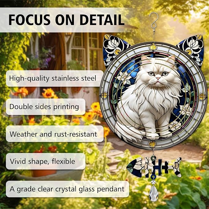 Persian Cat Wind Spinner, Persian Cat Wind Spinner Hanging for Yard and Garden