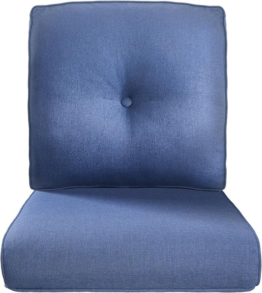 Pop 22x25/22x24 Outdoor Replacement Cushions - 1 Set High Back Deep Seat Patio Furniture Cushion for Wicker Dining Swivel Rocking Chairs Loveseat Couch Sectional Sofa - Navy Blue/Button