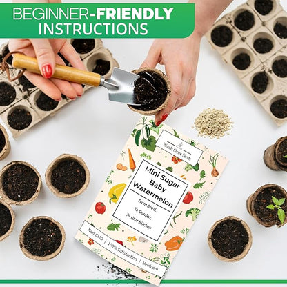 Woods Creek Seeds: Sugar Baby Watermelon Seeds for Planting - Over 90 Heirloom Watermelon Seed Pack - Non-GMO Fruit Seeds for Planting Home Garden or Outdoors - Mini Watermelon Seeds for Gardeners