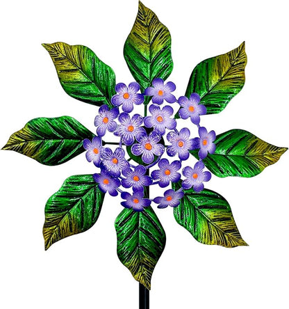 Glow-in-Dark Metal Wind Spinner for Yard and Garden, Outdoor Luminous Wind Spinners Yard Art Garden Decor (13.4" W x 47" H) Purple