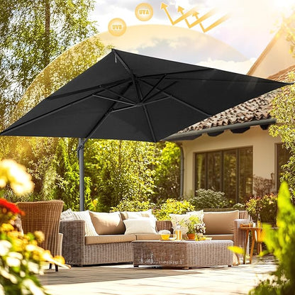 HOTIME 10x10 Patio Umbrella Cantilever Outdoor Umbrella Aluminum Offset Pool Umbrella with 360 Rotation for Garden Deck Pool Patio, Gray