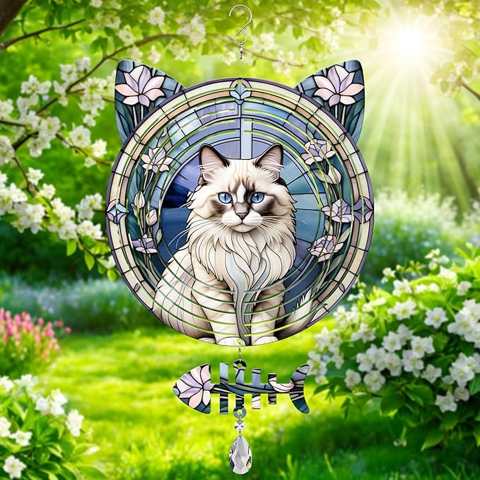 Ragdoll Cat Wind Spinner, Ragdoll Cat Wind Spinner Hanging for Yard and Garden