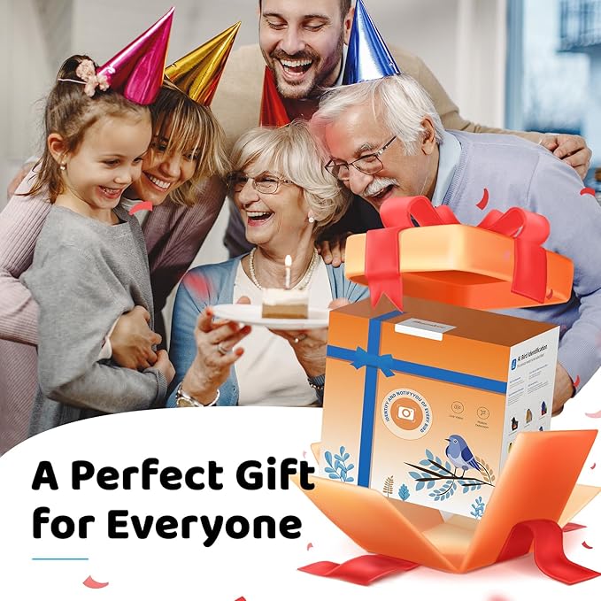 Smart Bird Feeder with Camera - 2K HD Live View & Auto Capture, AI Bird Identification, Solar Powered with 64GB SD Card, Real-Time Alerts, 5 DIY Accessories for Birds Lovers