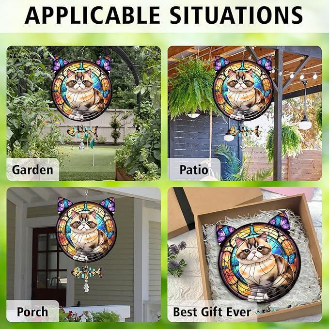 Exotic Shorthair Cat Wind Spinner, Exotic Shorthair Cat Wind Spinner Hanging for Yard and Garden