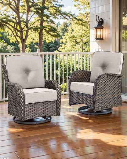 Luxury 22x24/22x25 6-Inch Outdoor Furniture Cushions Set of 6 - Comfortable Deep Seat Patio Zipper Chair Cushion for Wicker Wicker Rocking Swivel Chairs Loveseat Couch Sectional Sofa - Beige