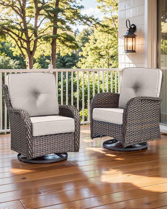 Luxury 22x24/22x25 6-Inch Outdoor Chair Cushions Set of 4 - Heavy Duty Water Repellent Comfortable Cushion for Patio Furniture Dining Gliding Rocking Chair Loveseat L-Shape Sofa - Beige