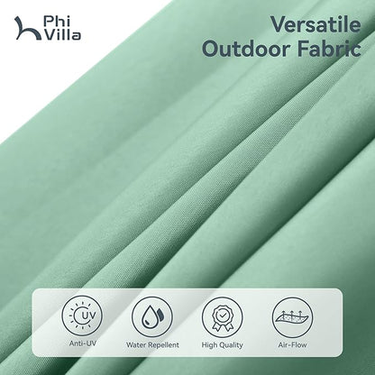 PHI VILLA 15ft Large Patio Umbrellas with Base, Outdoor Double-Sided Rectangle Market Umbrella for Pool Lawn Garden, Mint Green