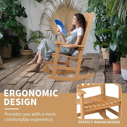 Outdoor Rocking Chairs Set of 4, Oversized All Weather High Back Porch Rocker, Patio Rockers for Outside