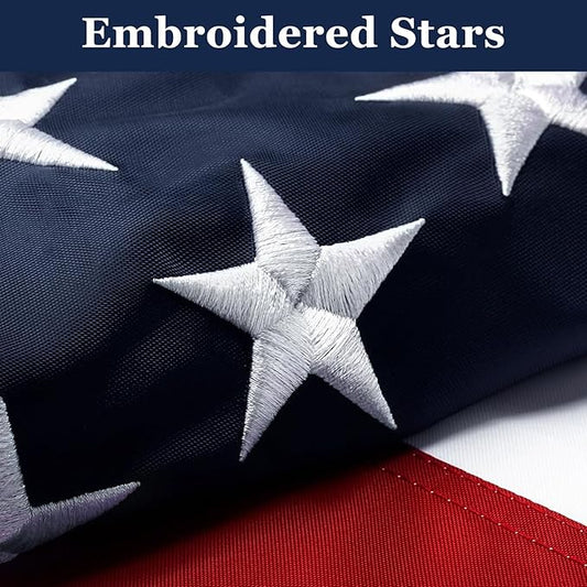 American Flags for Outside 2x3 Ft; American Flags 2x3 Outdoor Heavy Duty. Durable 250D Polyester US flags with Premium Embroidered Stars, Sewn Stripes, Brass Grommets, and Vibrant Colors.