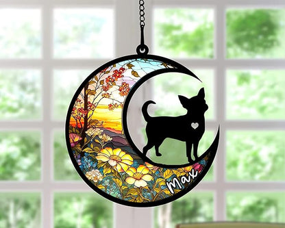 Personalized Dog Memorial, Custom Name Chihuahua Dog Christmas Ornament with Name, Custom Breeds, Pet Loss Light Catcher, Gifts for Lovers Loss of Pet Sympathy on Mothers Day Christmas