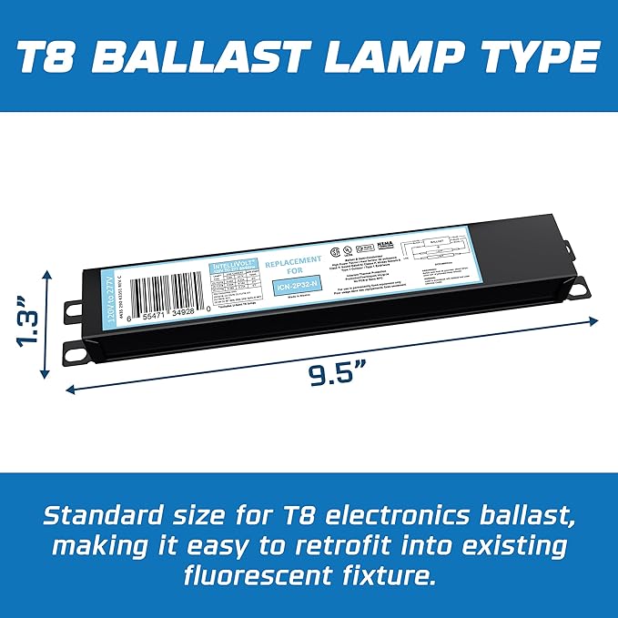 OHLECTRIC 10 Pack - Replacement for ICN2P32-SC 1&2 Lamp - T8 Fluorescent Ballast, Electronic Ballast Replacement 120-277 Volt, Instant Start - Standard and Energy Efficient Ballasts - UL Approved