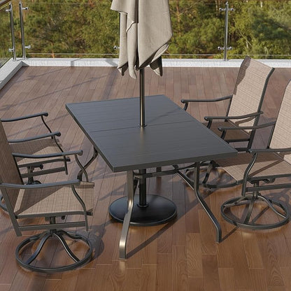 Soohow Outdoor Dining Table 60"x35", Rectangle Patio Dining Table with 1.57" Umbrella Hole, Outdoor Metal Furniture for Patio, Graden, Backyard and Poolside, Weather-Resistant