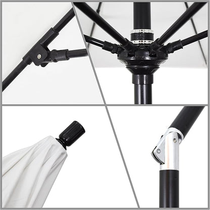 California Umbrella 9' Round Aluminum Pole Fiberglass Rib Patio Umbrella, Crank Lift, Collar Tilt, Black Pole, Red